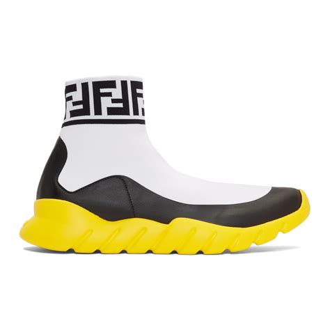 fendi white 'forever fendi' fancy sneakers|Fendi tech knit sneakers.